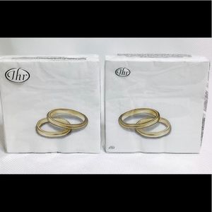 2 IHR RINGS gold COCKTAIL NAPKINS 20 3-PLY MADE IN GERMANY